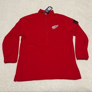 Detroit Red Wings Hockey - Adidas 1/4 Zip Pullover Windbreaker Jacket Mens L NWT